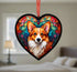 Corgi Stained Glass Effect Heart Suncatcher